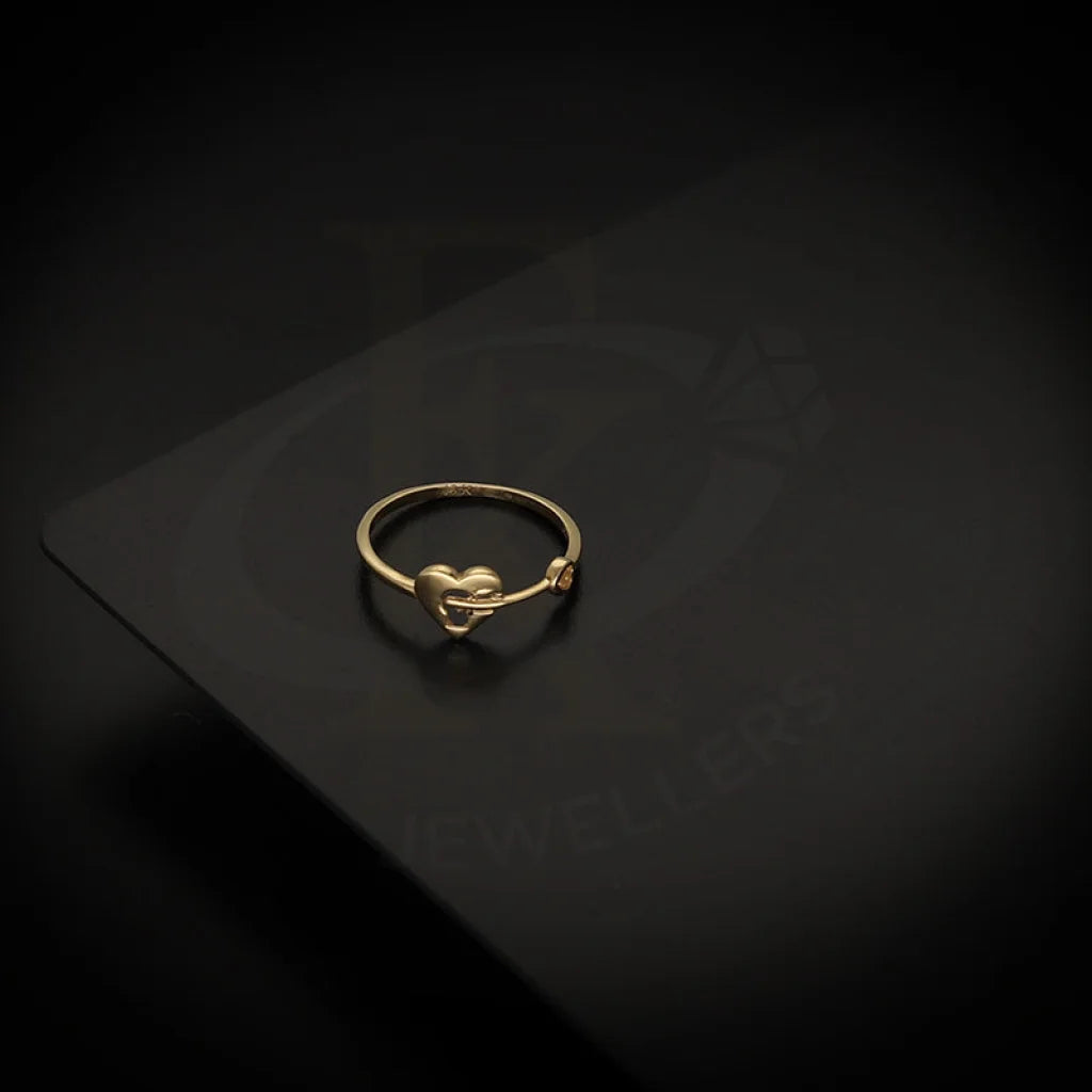 heart shaped ring for women -Gold Heart Lock With Key Ring 18KT - FKJRN18K5497