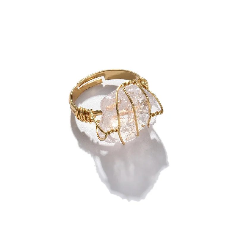 luxury gemstone ring for women -Gold-plated  Pink Stone-studded Finger Ring