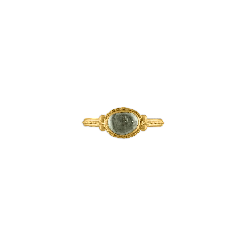 minimalist gold ring for everyday wear -Green Sapphire Chorda Ring