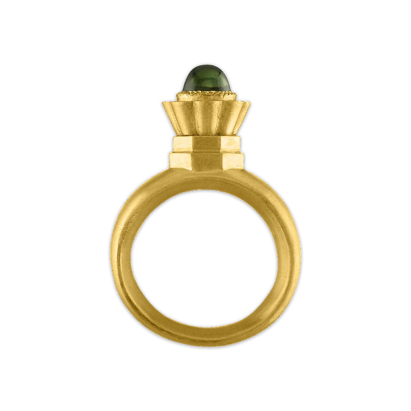 unique engagement ring for women -Green Tourmaline Turris Ring