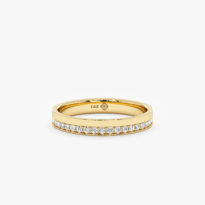 custom initial ring for women -Half Diamond Half Plain Band, Sutton