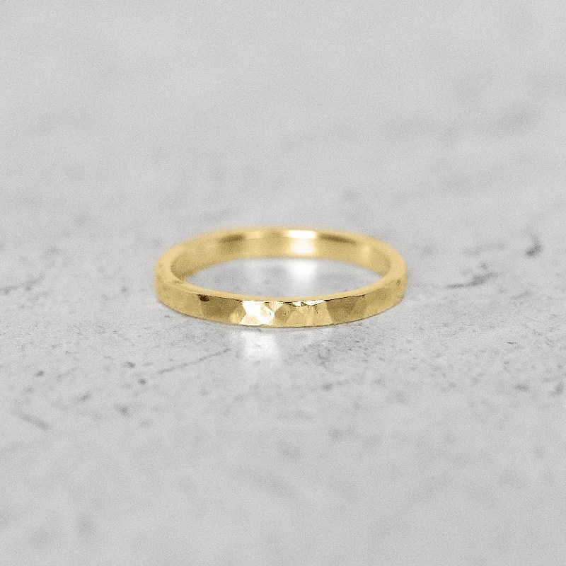 matching couple rings for anniversary -Hammered Flat Band | 2mm