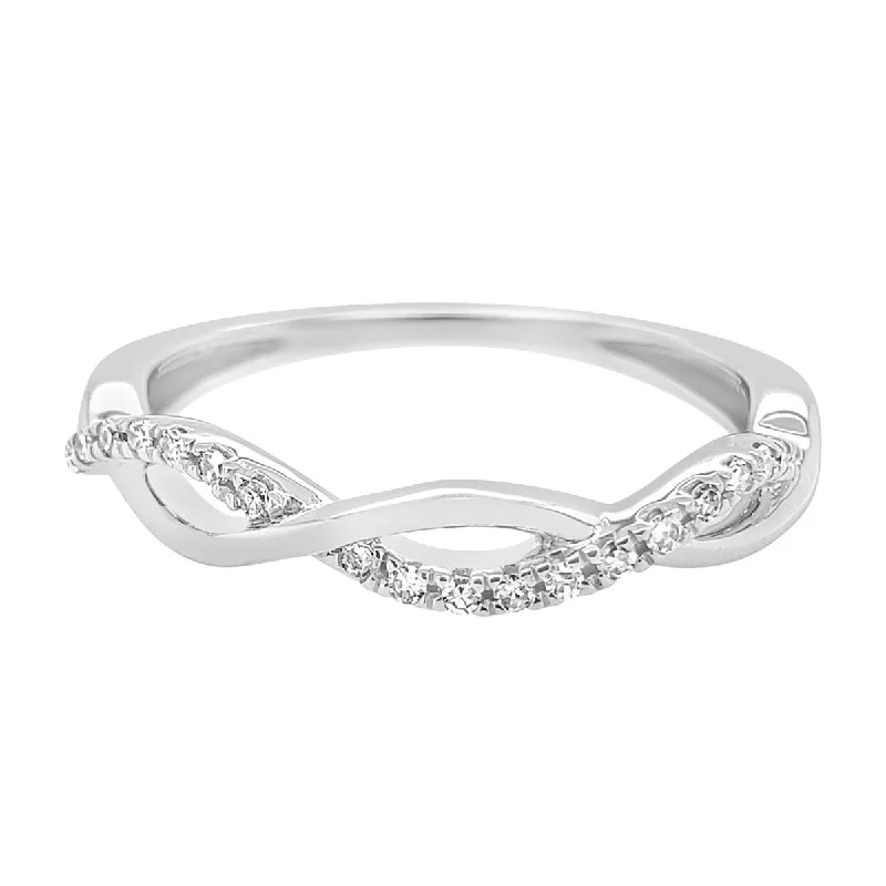 three stone engagement ring -White Gold Diamond Infinity Twist Band Ring, 0.10 cttw