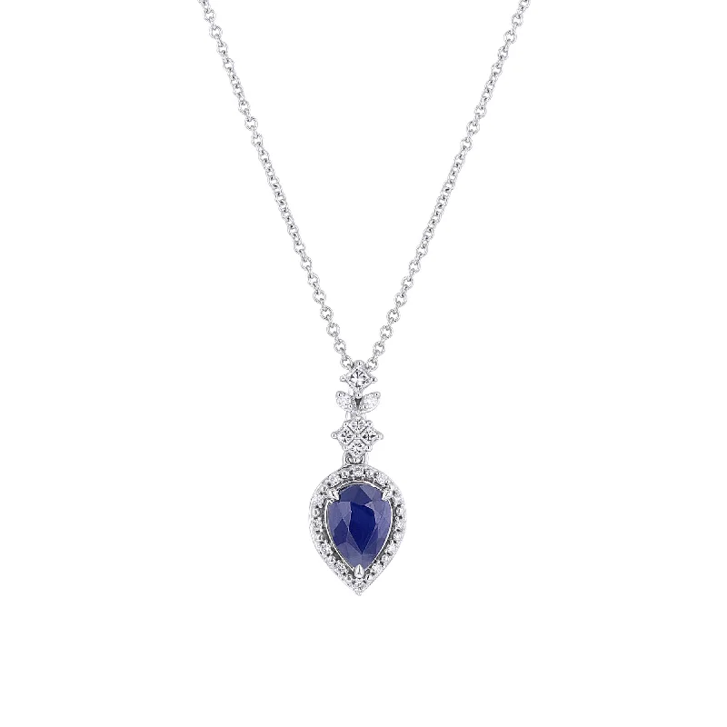 diamond solitaire necklace for women -Katerina Sapphire and Diamond Necklace