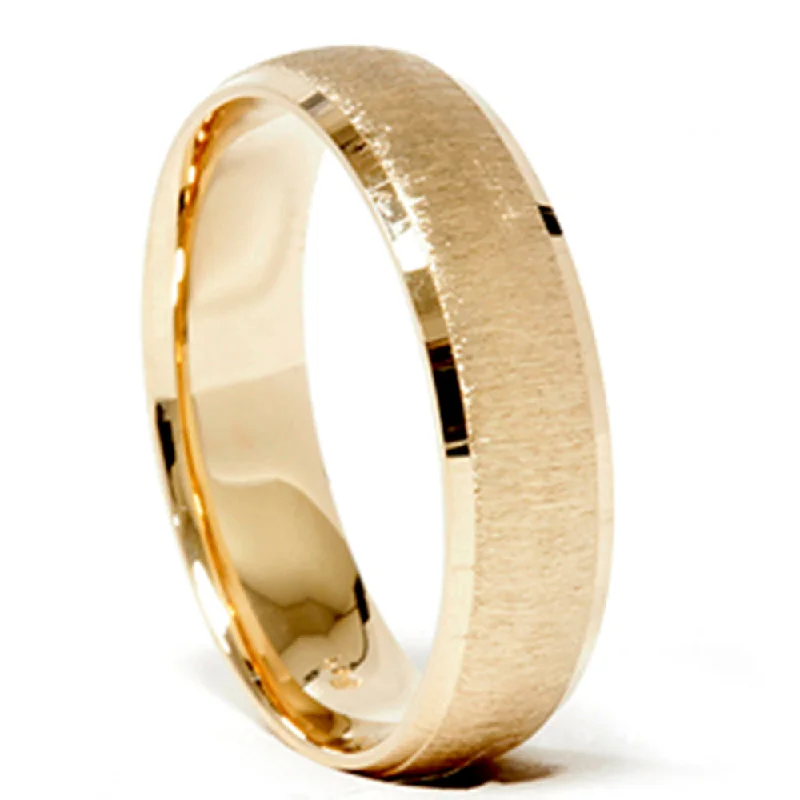 men’s leather ring -Mens 14k Yellow Gold Wedding Ring Brushed Band New Size Selectable