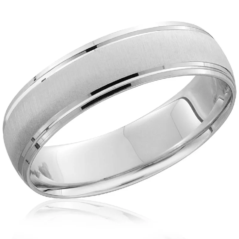 rose gold band for weddings -Mens 950 Platinum 6mm Brushed Wedding Band Ring Size Selectable