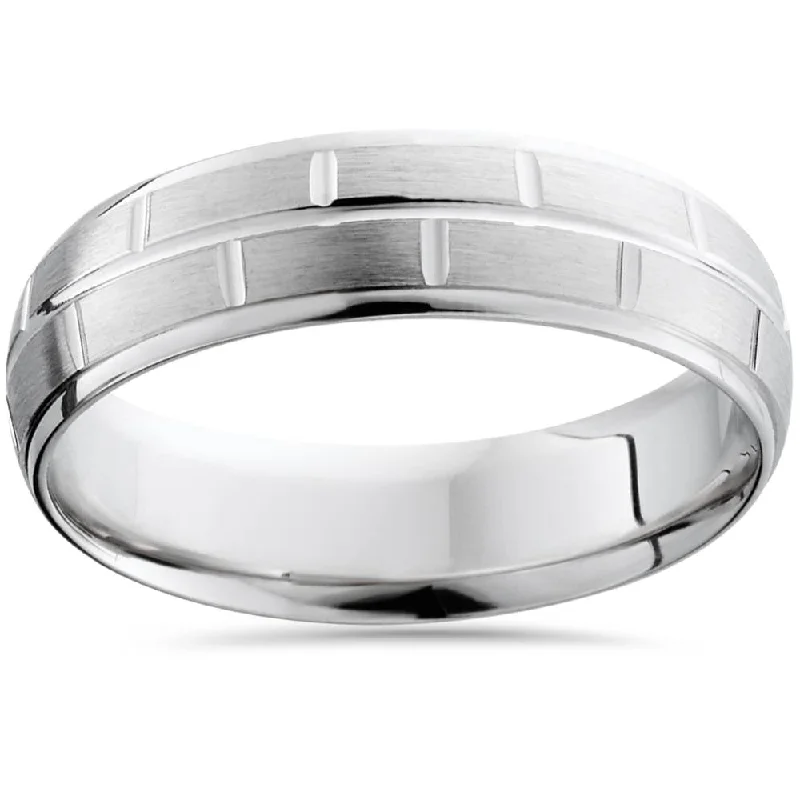 vintage-inspired ring for women -Mens Argentium Silver Comfort Fit Brushed Wedding Band Size Selectable