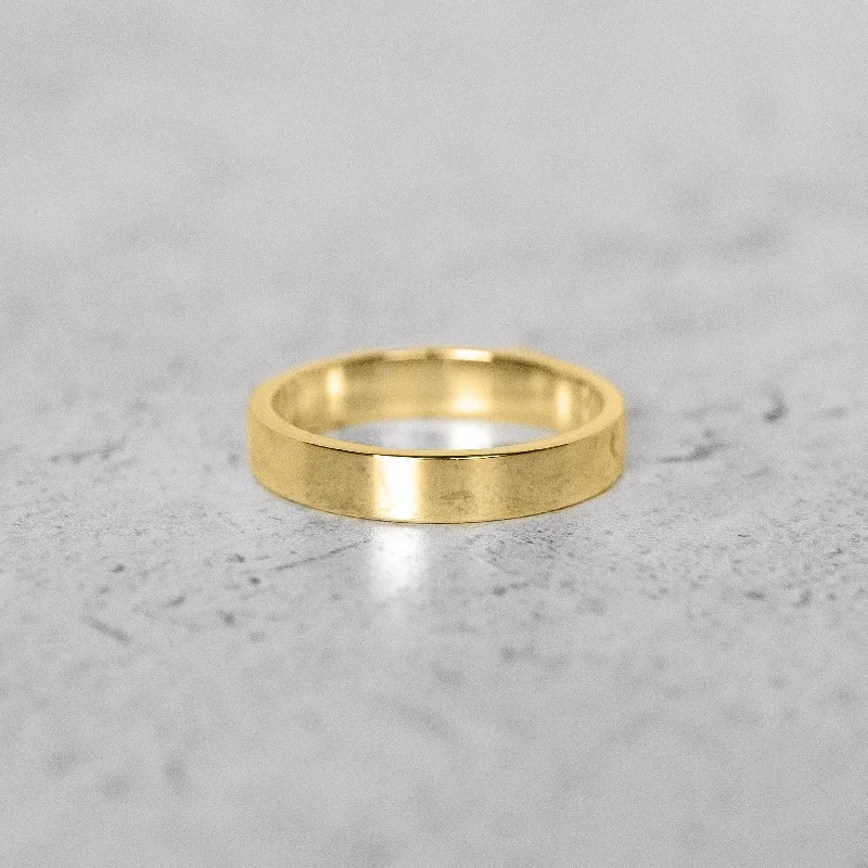 minimalist gold ring for everyday wear -Classic Flat Band | 4mm