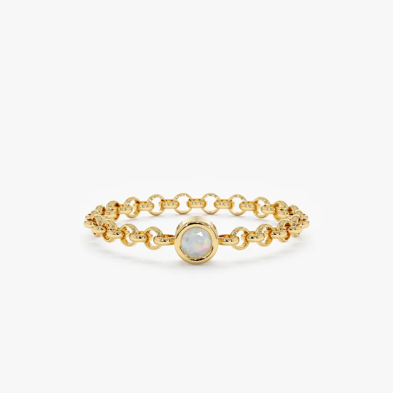 luxury statement ring for women -Opal Chain Ring, Adriana