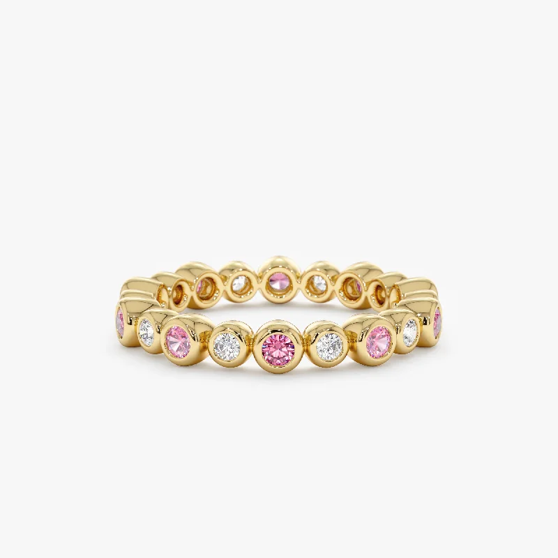 vintage diamond ring for women -Pink Sapphire and Diamond Eternity Band, Aletta