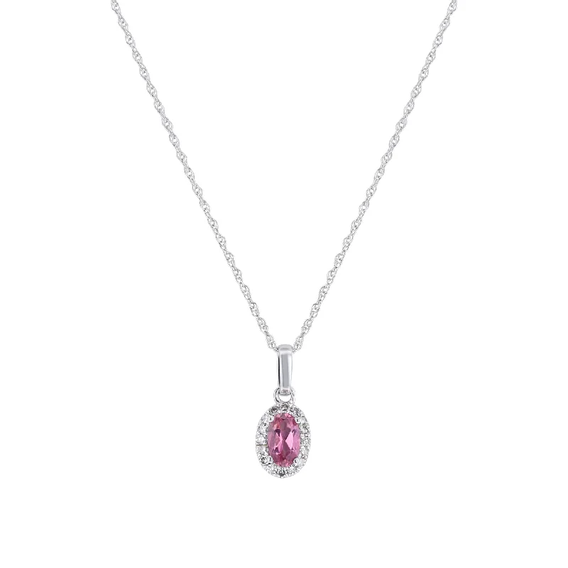 personalized date necklace for couples -Popsicle Pink Tourmaline & Diamond Necklace