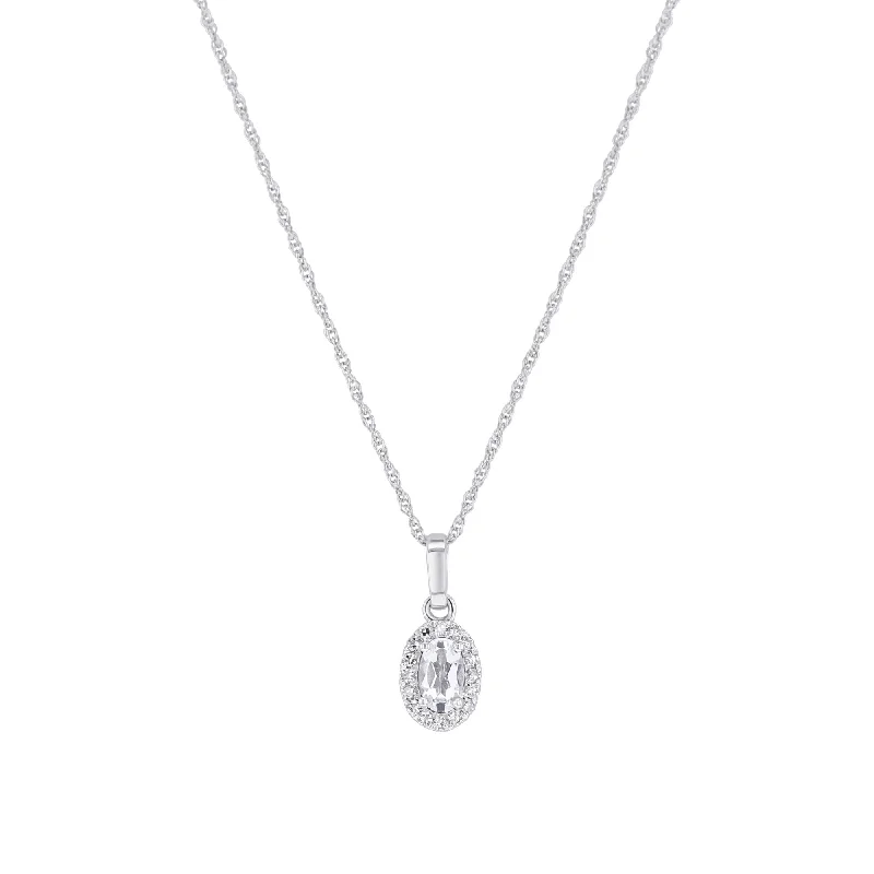 crystal pendant necklace for women -Popsicle White Topaz & Diamond Necklace