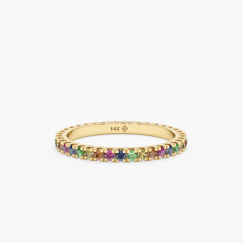 opal ring for women -Prong Rainbow Sapphire Eternity Ring, Saoirse