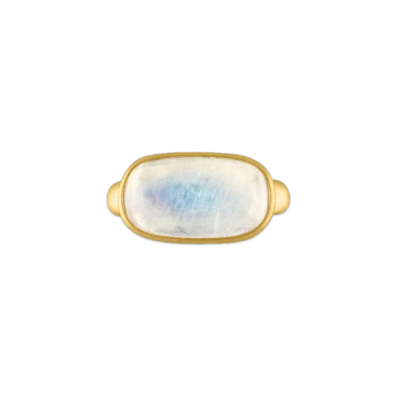 dainty gold ring for women -Rainbow Moonstone Tegula Ring