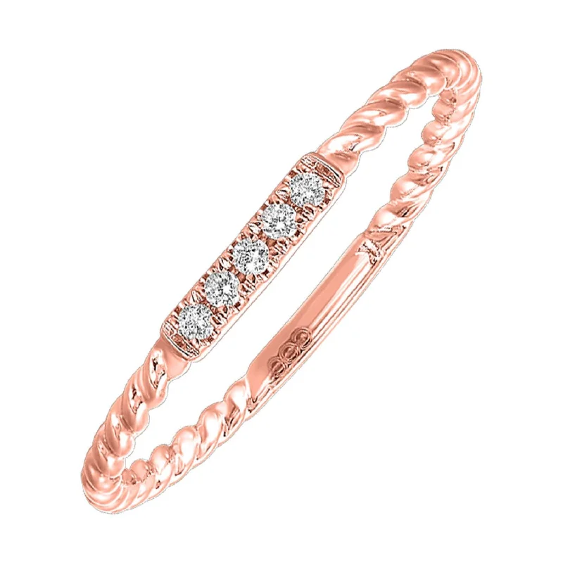 rose gold band for weddings -Rose Gold Stackable Twist Diamond Band, 0.05 cttw