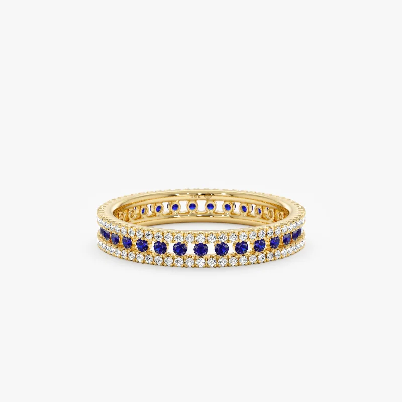 princess cut engagement ring -Sapphire and Diamond Pillars Eternity Ring, Carla