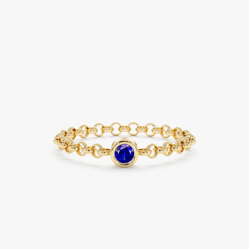 anniversary band for couples -Sapphire Chain Ring, Adriana