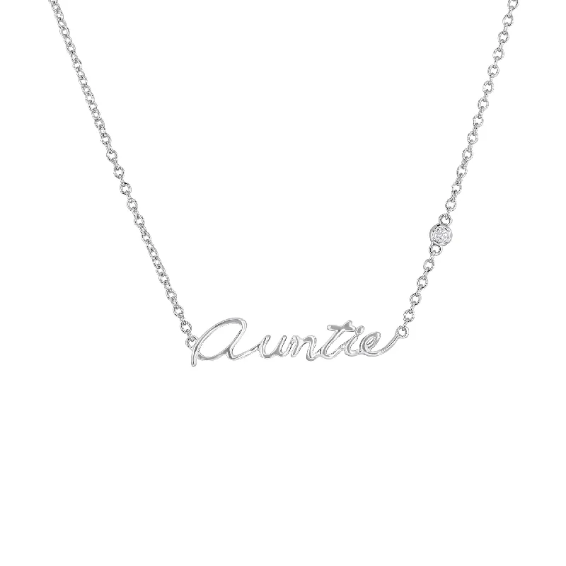 sterling silver necklace for men -Silver Auntie Diamond Necklace