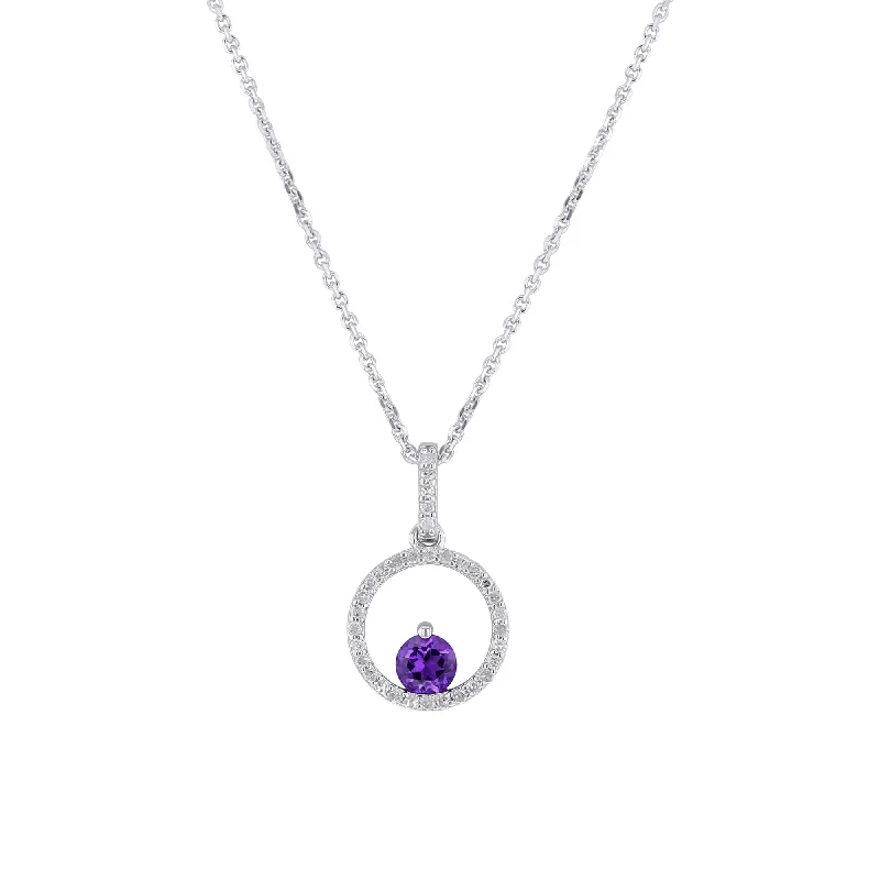 ruby necklace for women -Silver Confetti Amethyst & Diamond Necklace