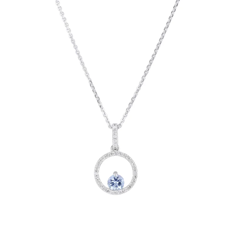 sapphire pendant necklace for women -Silver Confetti Aquamarine & Diamond Necklace