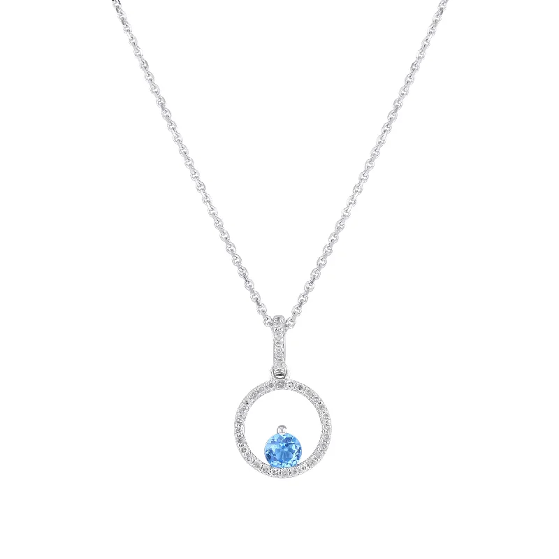 gold chain necklace for everyday wear -Silver Confetti Blue Topaz & Diamond Necklace