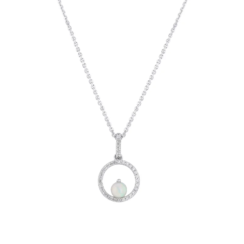 matching friendship necklaces -Silver Confetti Opal & Diamond Necklace