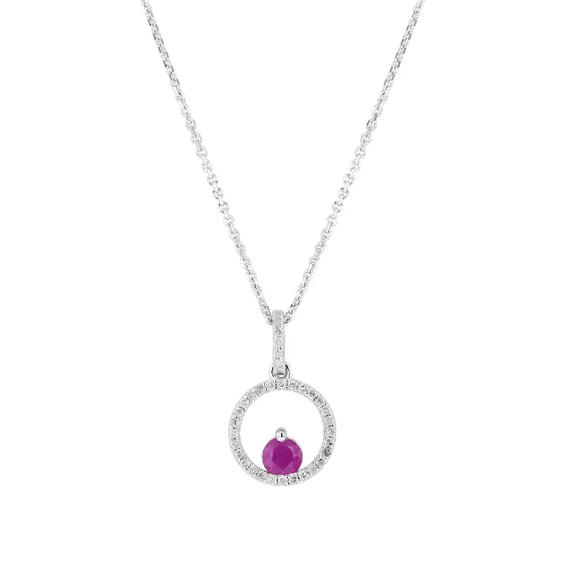 bohemian style necklace for women -Silver Confetti Ruby & Diamond Necklace