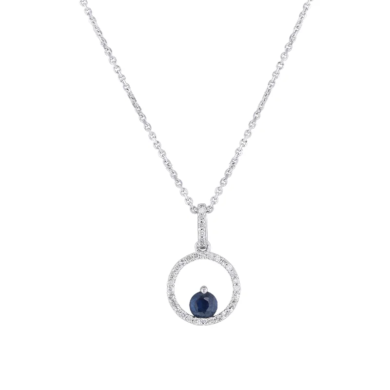 minimalist birthstone necklace -Silver Confetti Sapphire & Diamond Necklace