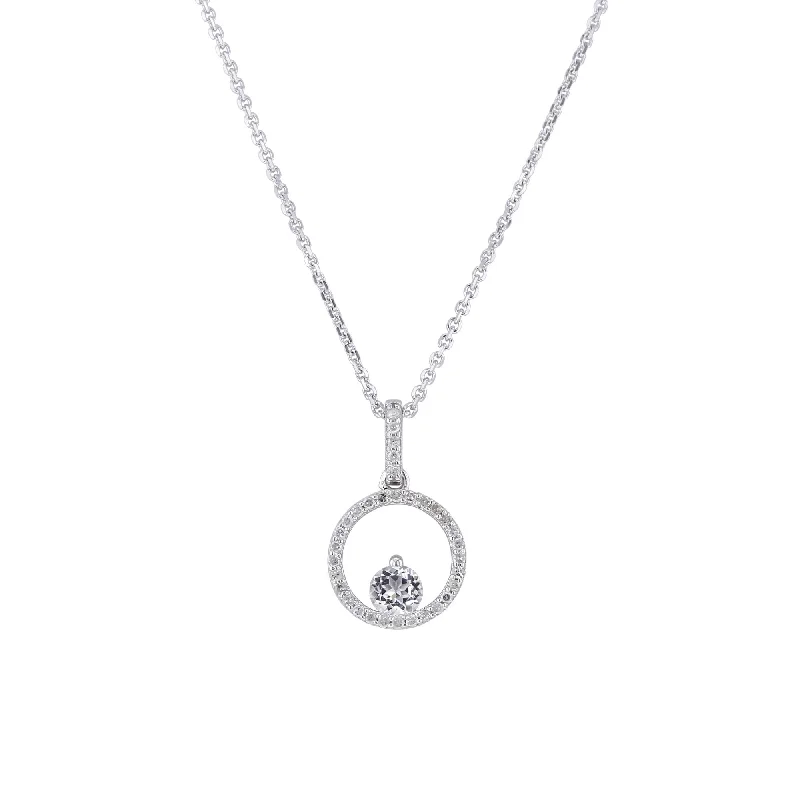 diamond tennis necklace for women -Silver Confetti White Topaz & Diamond Necklace