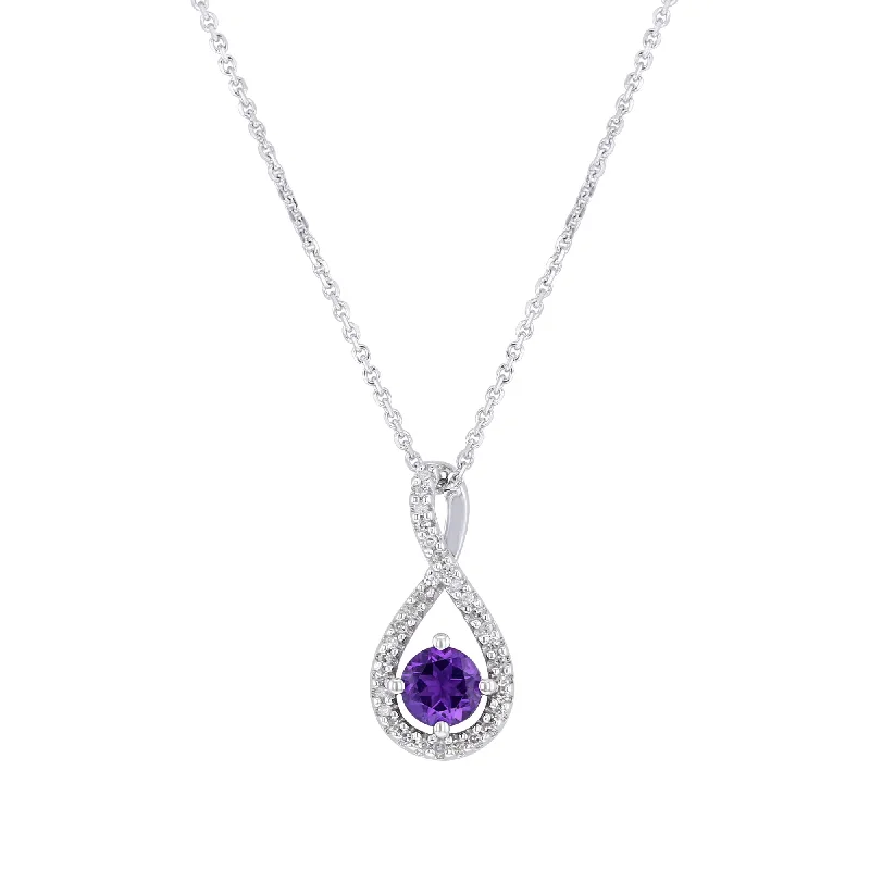 double layered necklace for women -Silver Limitless Amethyst & Diamond Necklace