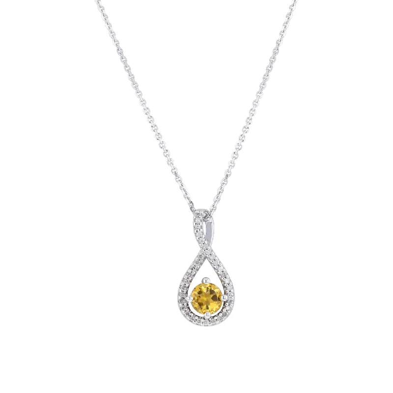 trendy gold choker necklace -Silver Limitless Citrine & Diamond Necklace