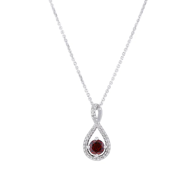 simple gold pendant necklace -Silver Limitless Garnet & Diamond Necklace