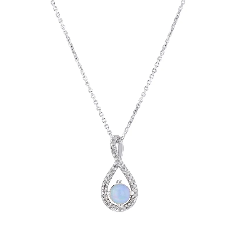 heart locket necklace for gifts -Silver Limitless Opal & Diamond Necklace