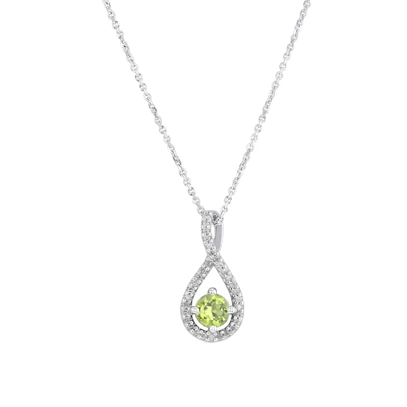 teardrop necklace for women -Silver Limitless Peridot & Diamond Necklace