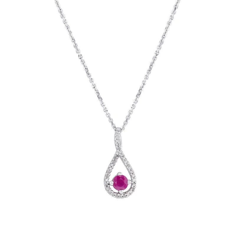 flower pendant necklace for women -Silver Limitless Ruby & Diamond Necklace