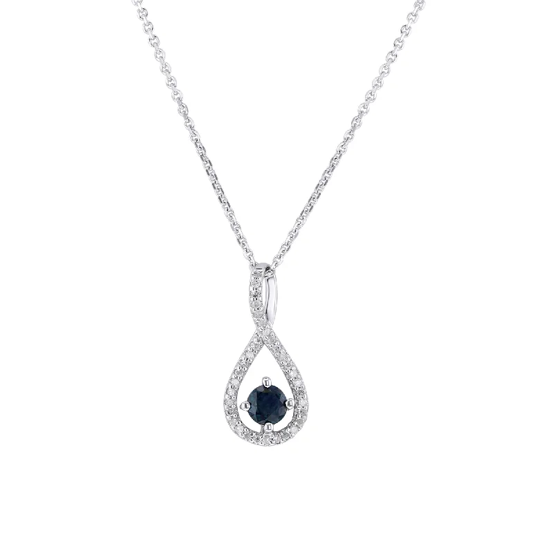 long pendant necklace for layering -Silver Limitless Sapphire & Diamond Necklace