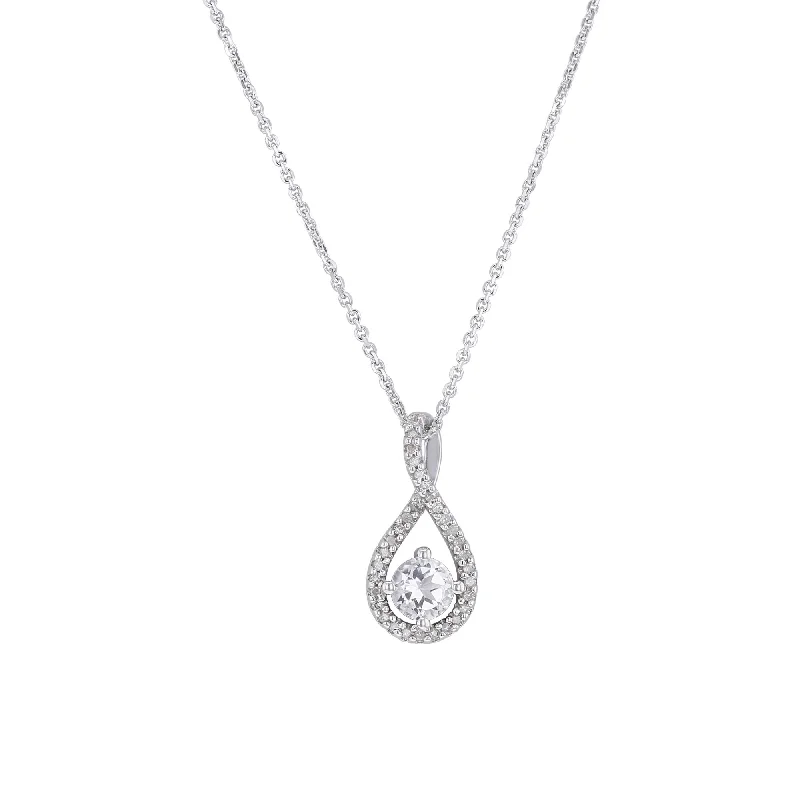 emerald pendant necklace for women -Silver Limitless White Topaz & Diamond Necklace