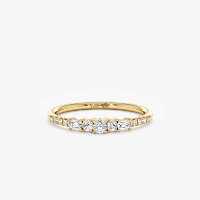 designer engagement ring for women -Solid Gold Petite Diamond Band, Aella