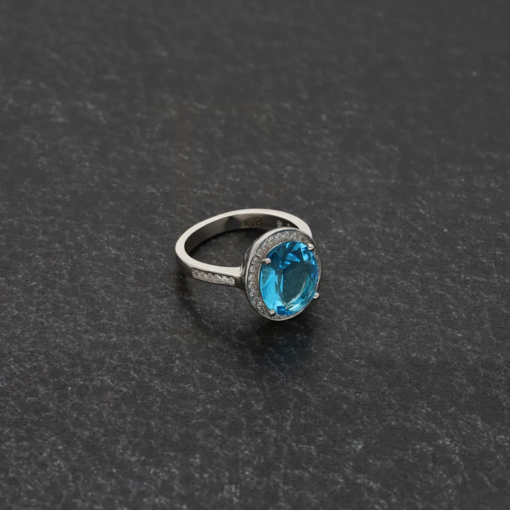 vintage-inspired ring for women -Sterling Silver 925 Blue Topaz Women's Solitaire Ring - FKJRNSL8261