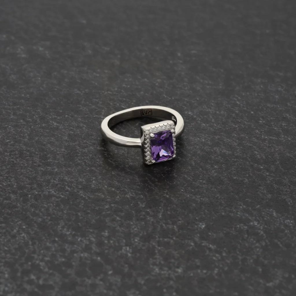 marquise diamond ring for women -Sterling Silver 925 Faceted Purple Topaz Women's Solitaire Ring - FKJRNSL8263