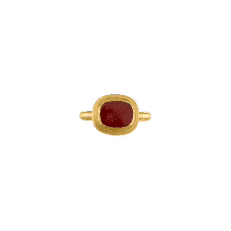 stackable rings for women -Carnelian Intaglio Ring