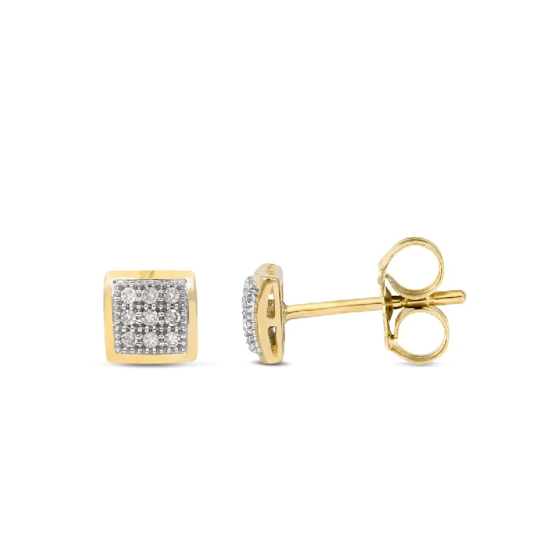 crescent moon earrings for women -10k Yellow Gold 1/20ct TDW Diamond Cluster Stud Earrings