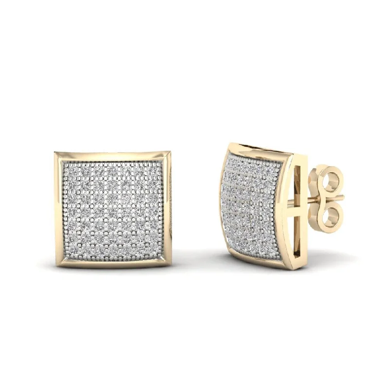 trendy earrings for teens -10k Yellow Gold 1/3ct TDW Diamond Cluster Stud Earrings