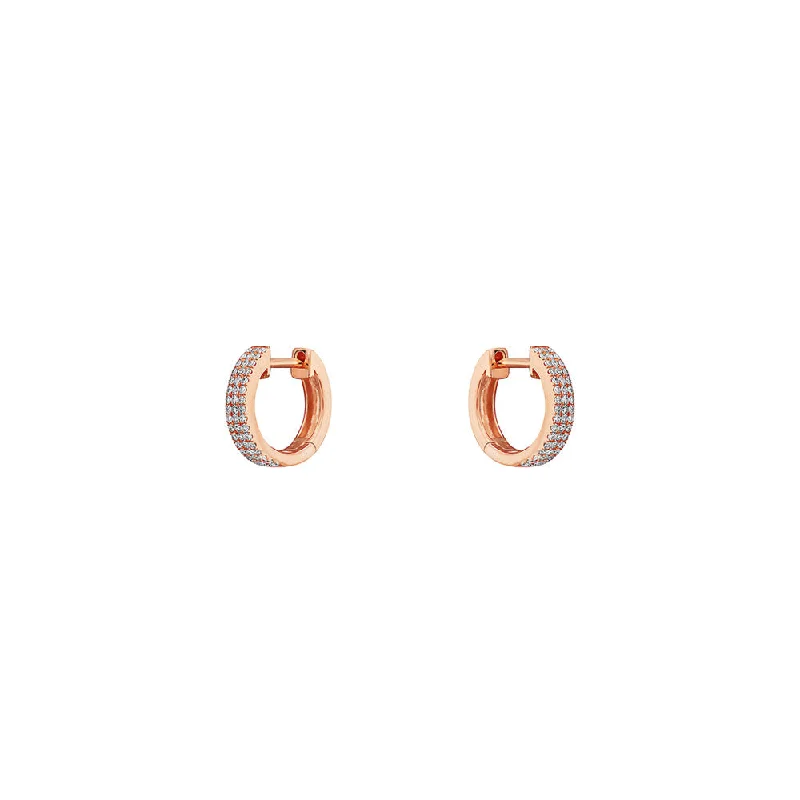 luxury diamond stud earrings -14 Karat Rose Gold Huggie Earrings With Diamonds