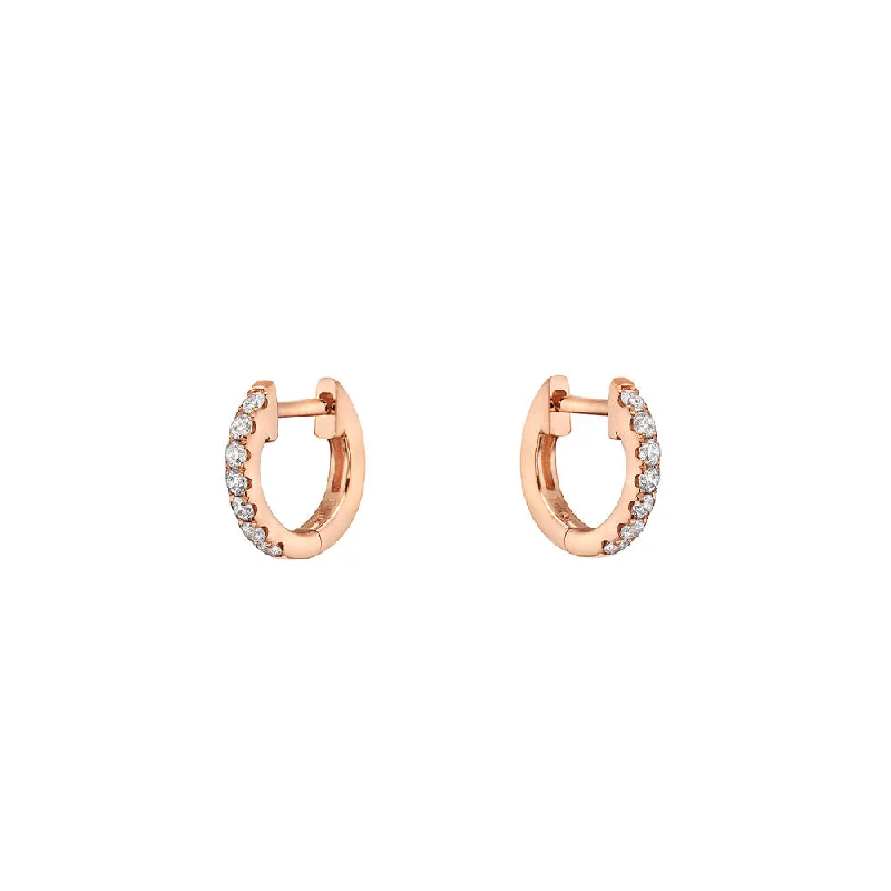 personalized monogram earrings -14 Karat Rosé Gold Micro huggy earrings with diamonds