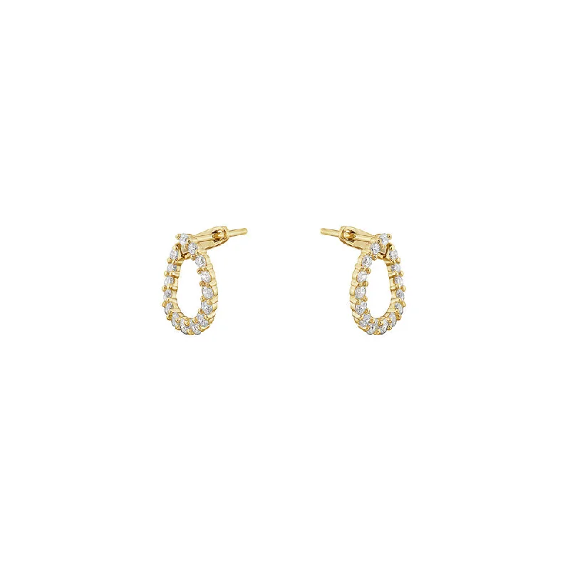 gold chain earrings for women -14 Karat Yellow Gold Front Facing Diamond Hoops