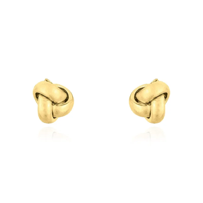 boho style earrings for women -14K Gold Polished 6MM Love Knot One-Row Stud Earrings, Available in Yellow, White and Rose, 100% Real 14K Gold