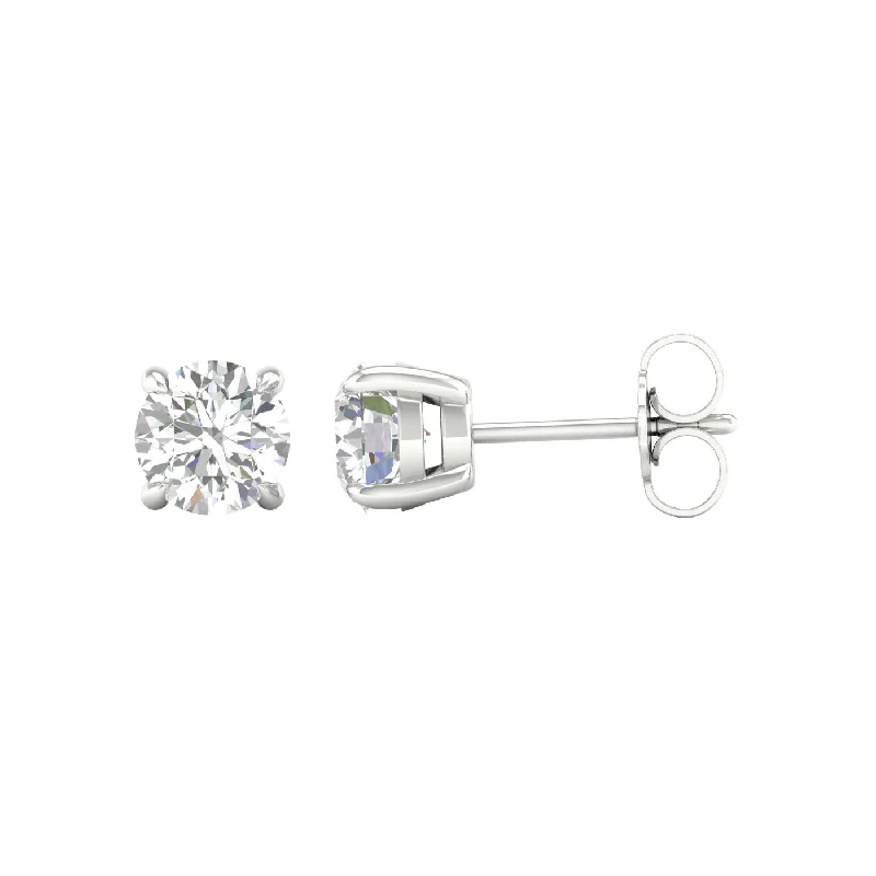 vintage chandelier earrings for women -14K White Gold 1ctw Lab Grown Round Diamond Stud Earrings