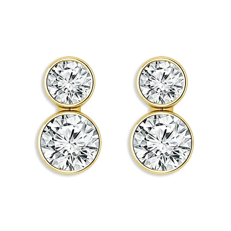 diamond cluster earrings for women -14K Yellow Gold 1/2ctw Lab Grown Diamond SkySet Stud Earrings