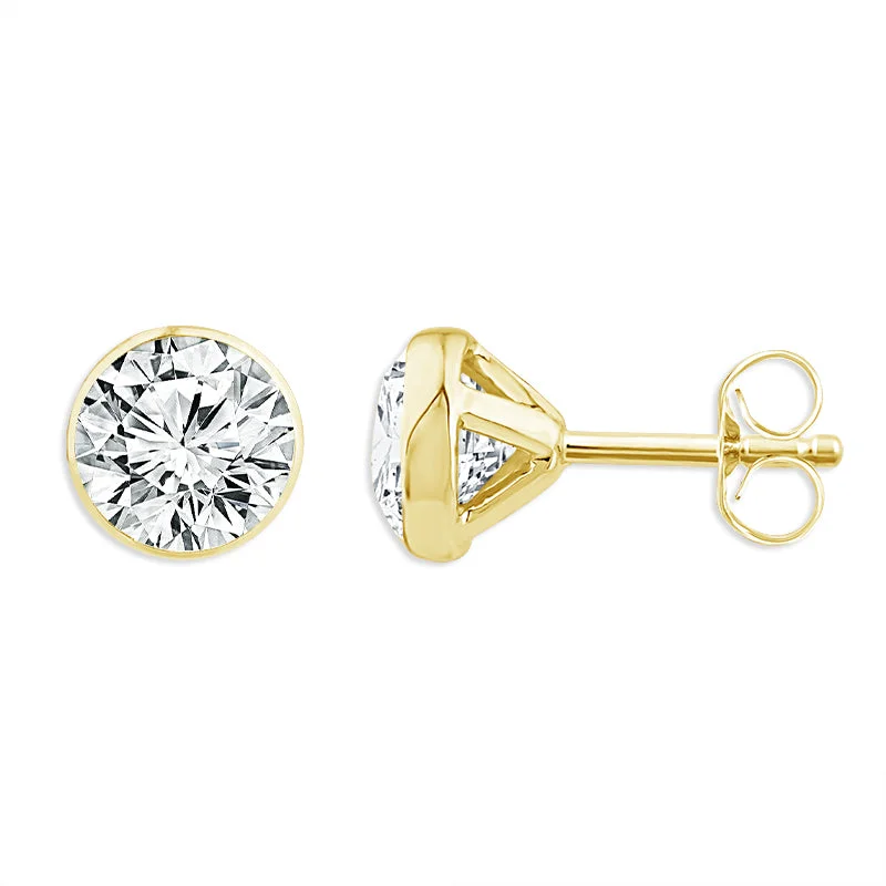 vintage clip-on earrings for women -14K Yellow Gold 1.50ctw Lab Grown Round Diamond SkySet Martini Stud Earrings